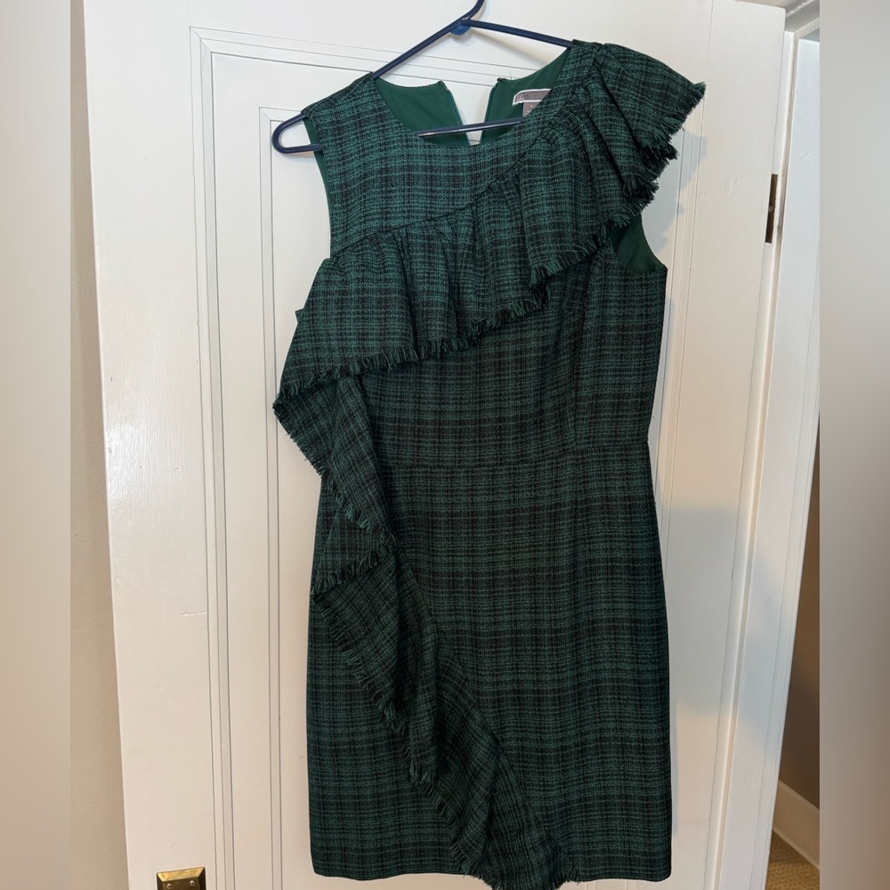 CHELSEA 28 Ruffled Plaid Tartan Sheath Dress—SZ 10